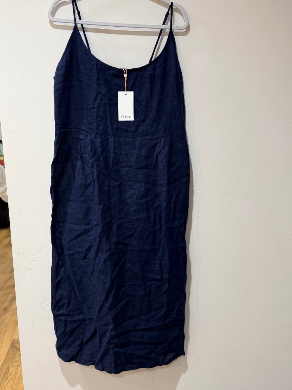 NWT QUINCE Navy Blue Linen Midi Dress Size XL New with tag Women's